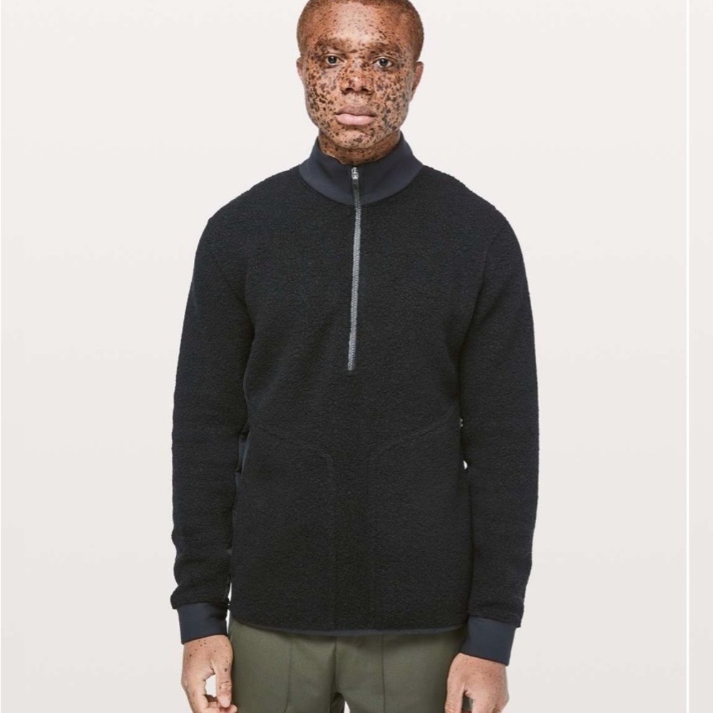 Lululemon Tundra Terk Men's Black Half-Zip Sherpa Sweater